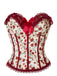 Corsetto senza spalline in pizzo con rose rosso anni '70