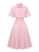[Prevendita] Abito con mantella e revers a tinta unita rosa anni '50