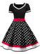 Abito a pois patchwork e set di accessori anni '50