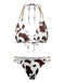 Set Bikini Anni '70 con Stampa Mucca a Coste