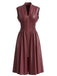 Abito Borgogna in Ecopelle Cap Sleeve Waisted Anni '40 2