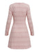 Abito  in tweed a quadri con bottoni e scollo quadrato rosa anni '60