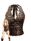 Top anni '80 con scollo all'americana e leopardata