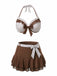 Costumi con gonna a pois a balze marrone anni '70