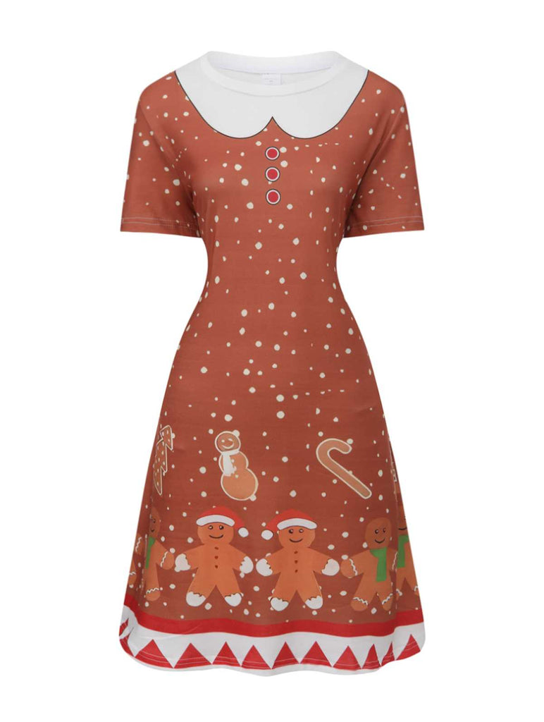 Abito a trapezio con omino di pan di zenzero di Natale anni '60