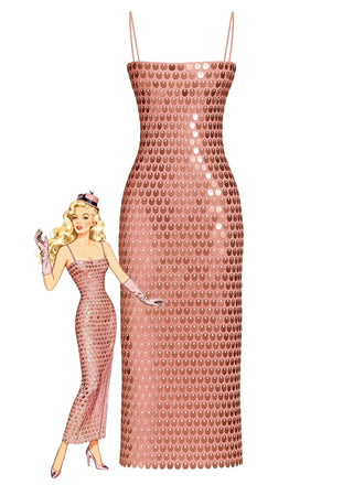 Abito con spalline sottili e spacco posteriore in paillettes anni '30