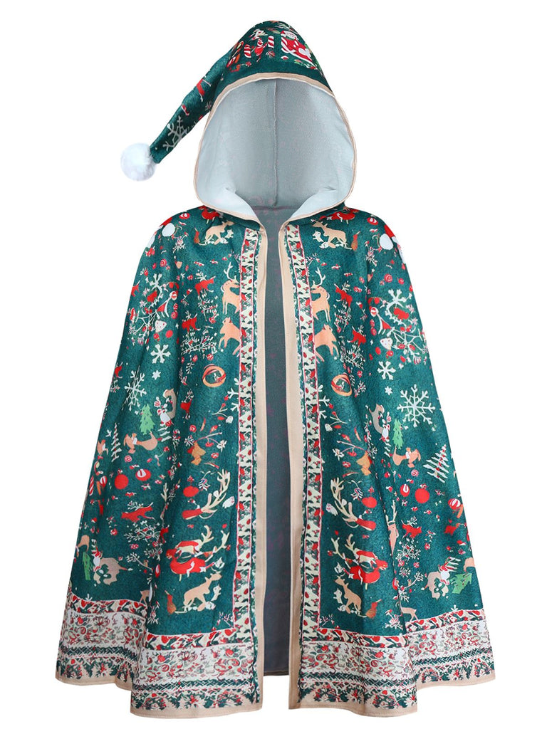 Cappotto con cappuccio e stampa natalizia anni '50