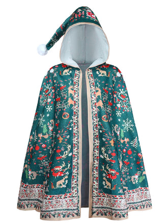 Cappotto con cappuccio e stampa natalizia anni '50