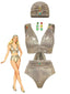[Prevendita] 5PCS Bikini metallizzato dorato con gioielli ispirato all'Egitto anni '80