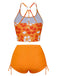 Rear view of the bikini top showcasing the stylish criss-cross straps and central silver-tone metal O-ring detail.