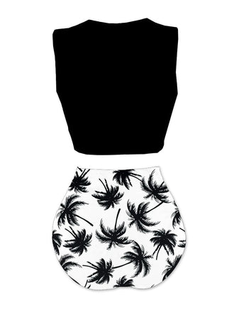 Set tankini con spiaggia e scheletro nero anni '80