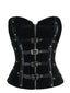 Top corsetto punk con borchie nero anni '80
