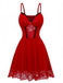 Camicia da notte con pizzo e spalline sottili rosso anni '40