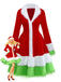 Abito con bordi in pelliccia del Grinch di Natale rosso anni '40