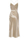 Abito sottoveste in raso senza schienale color champagne anni '30