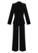 2PCS Completo blazer e pantaloni in velluto con paillettes nero anni '60