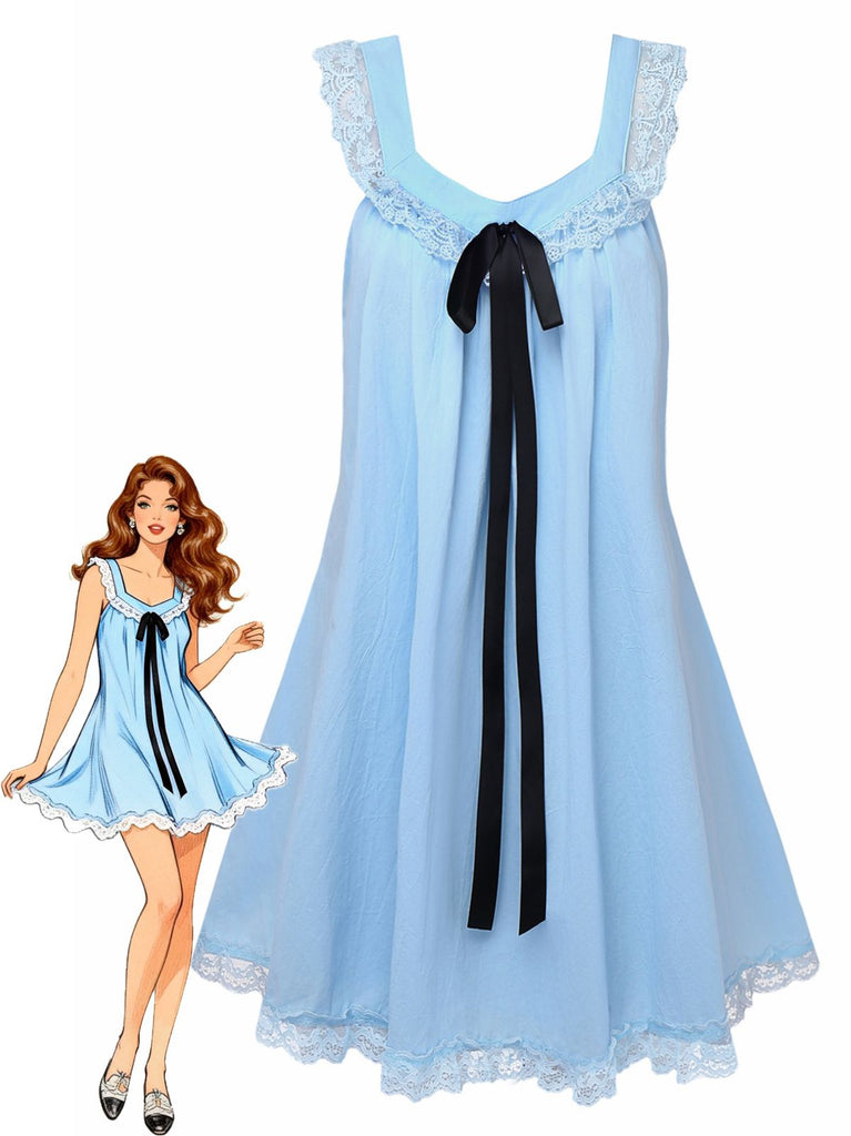[Prevendita] Abito babydoll in pizzo con fiocco sulla schiena anni '60