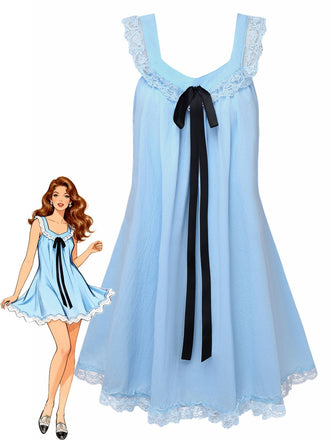 [Prevendita] Abito babydoll in pizzo con fiocco sulla schiena anni '60