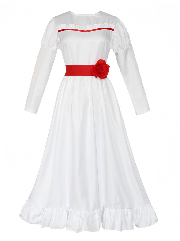 Abito ispirato alla bambola Annabelle bianco anni '40