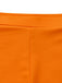 Macro view of the comfortable elastic waistband and smooth stretch fabric of the orange floral bikini shorts.