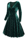 Abito in velluto con scollo a V e stelle verde scuro anni '40