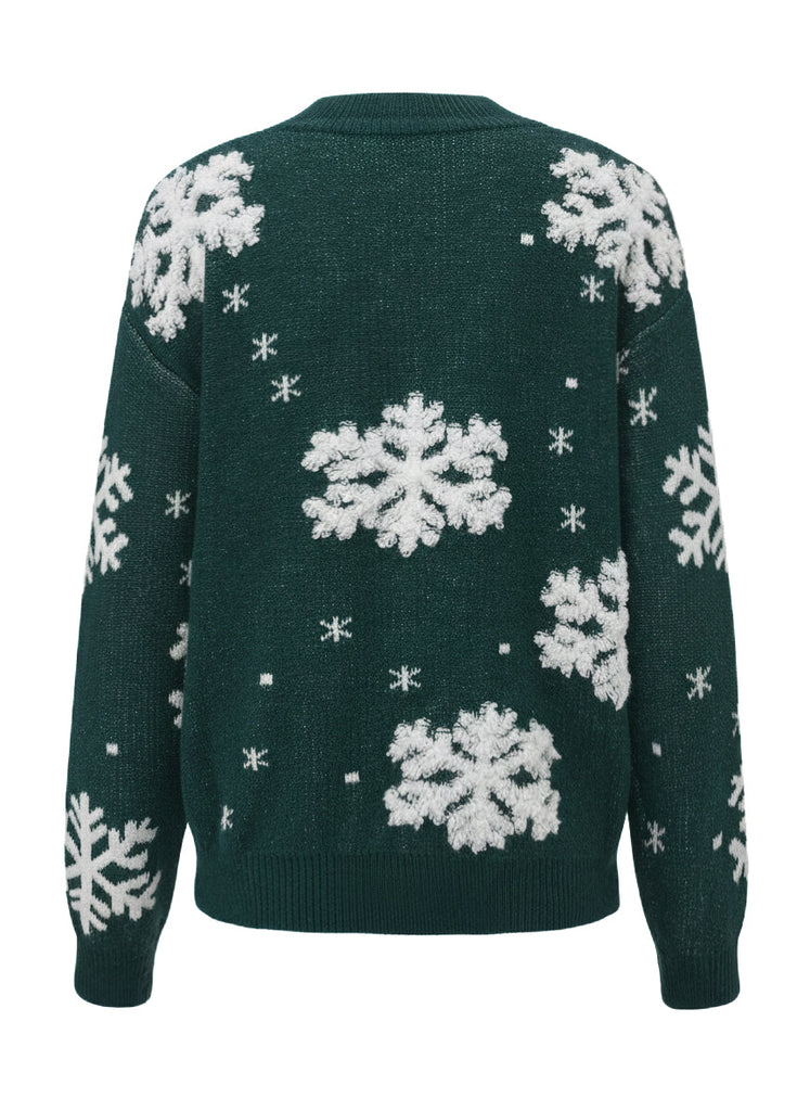 Maglione con fiocco di neve a collo alto in pile natalizio anni '40
