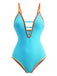 Costumi intero con spalline e cut-out color block anni '70