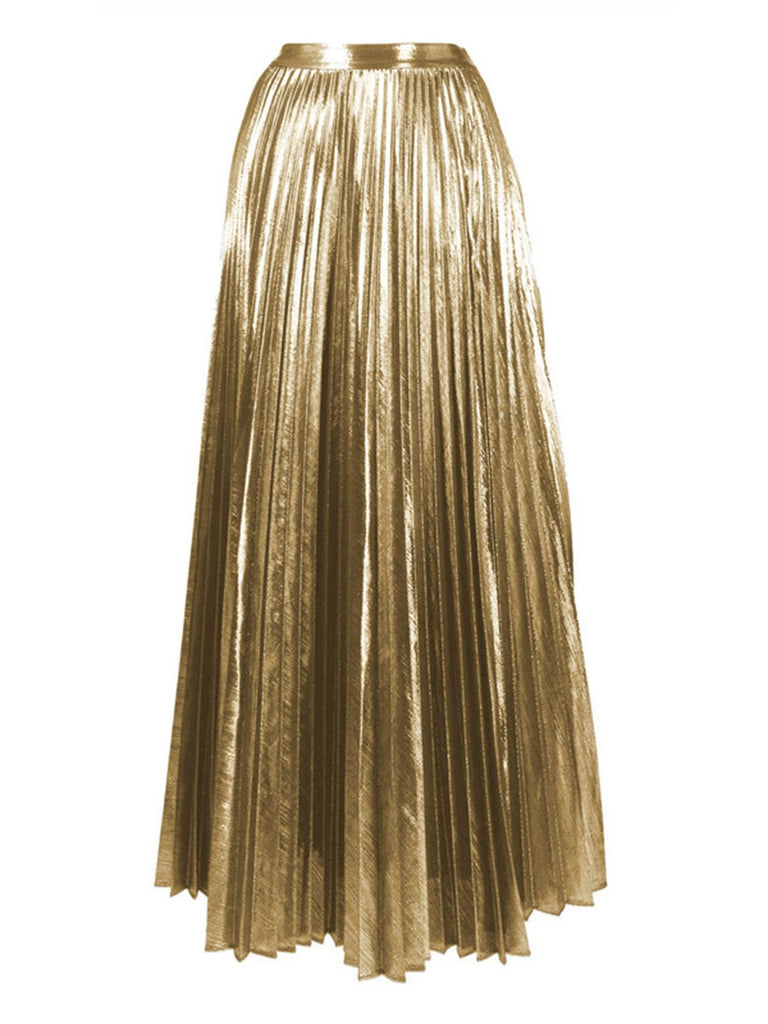 2PCS Costumi Intero Oro Anni '50 Metallizzato e Copricostume
