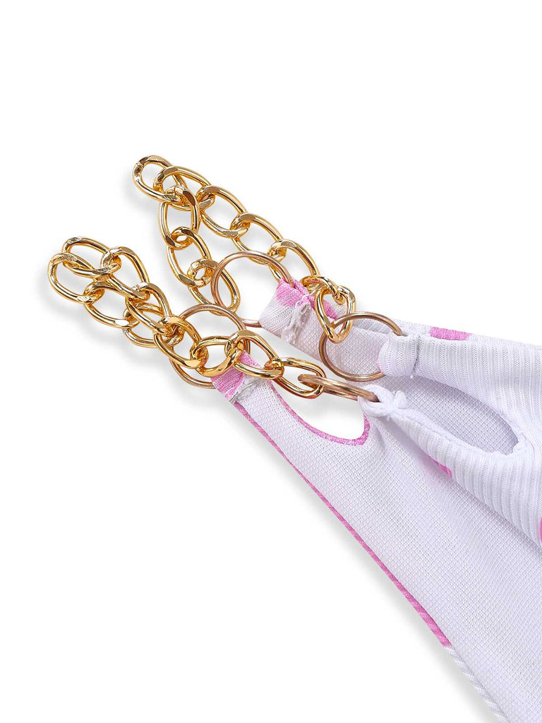 Set Bikini Anni '70 con Stampa Mucca a Coste