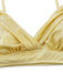 Close-up of the shimmering gold metallic swimwear fabric, highlighting the high-quality knit and shine.