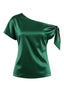 Top verde anni '30  monospalla in rasocon nodo da annodare