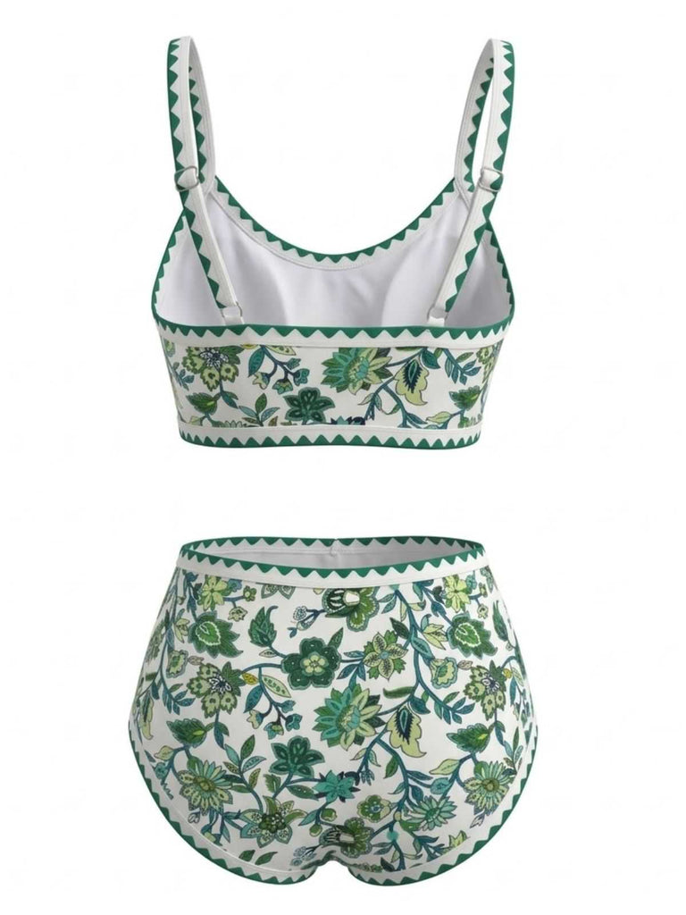 Set Bikini Scoop Neck Floreale High-Waist Anni '50 8
