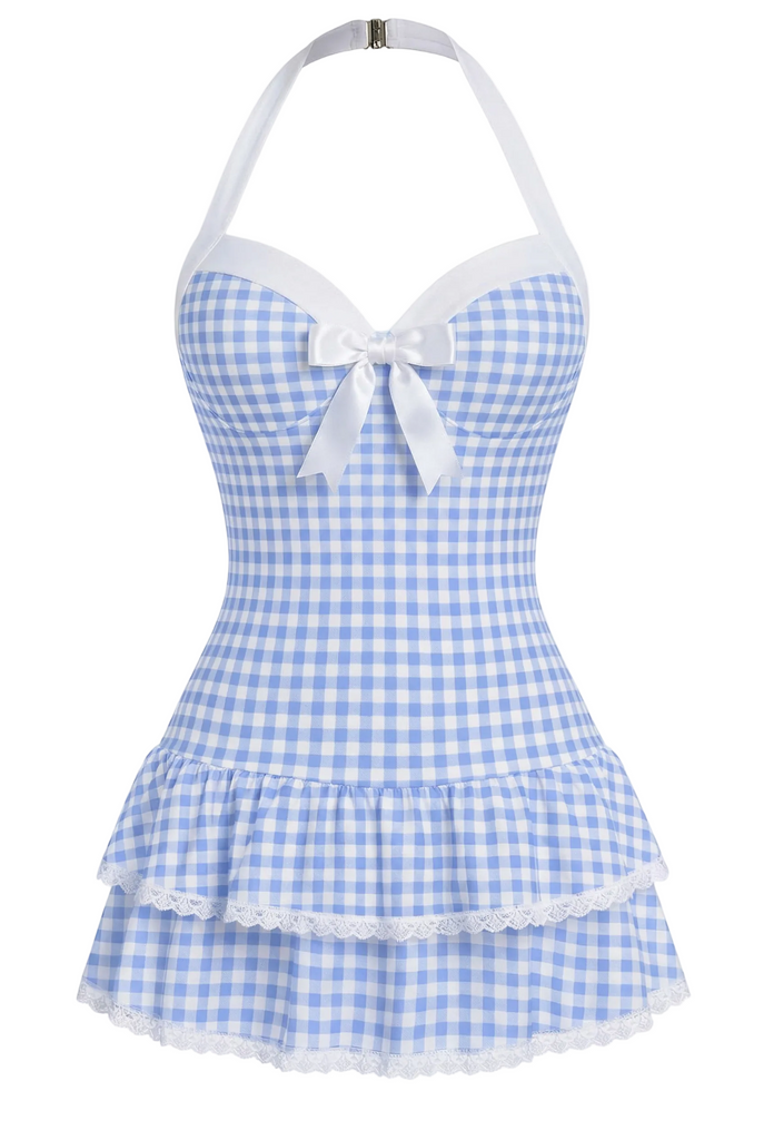 Costumi intero fiocco a pois beige anni '40