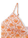 Set Tankini Arancione Anni '70 Floreale con Scollo a V Profondo