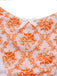 Set Tankini Arancione Anni '70 Floreale con Scollo a V Profondo