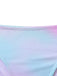 Close-up of the elasticated waistband and stitching on the ombre-printed bikini bottoms.