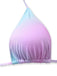 Back view of a single bikini cup showing the thin pastel purple halter and back string ties.