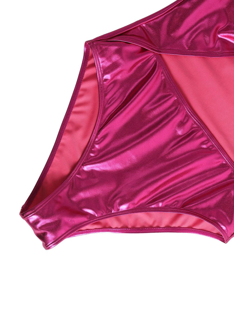 Costumi Intero Anni '70 Metallizzato con Scollo all'americana