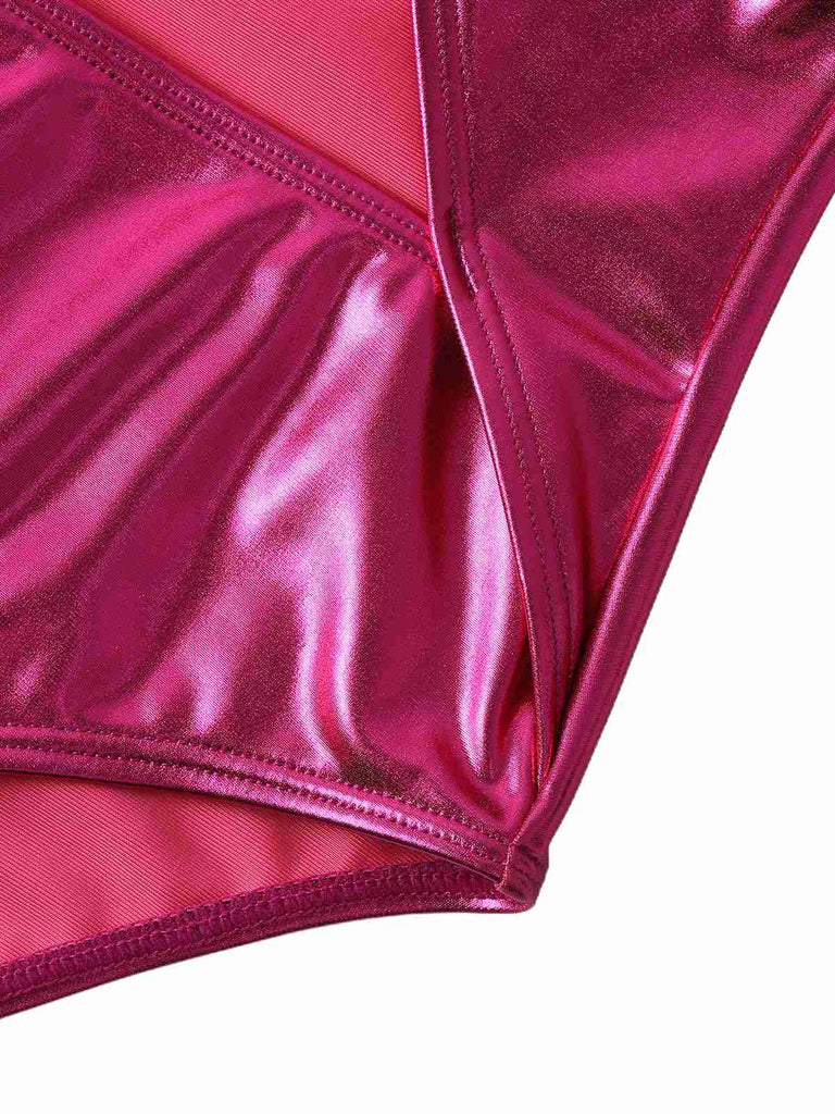 Costumi Intero Anni '70 Metallizzato con Scollo all'americana