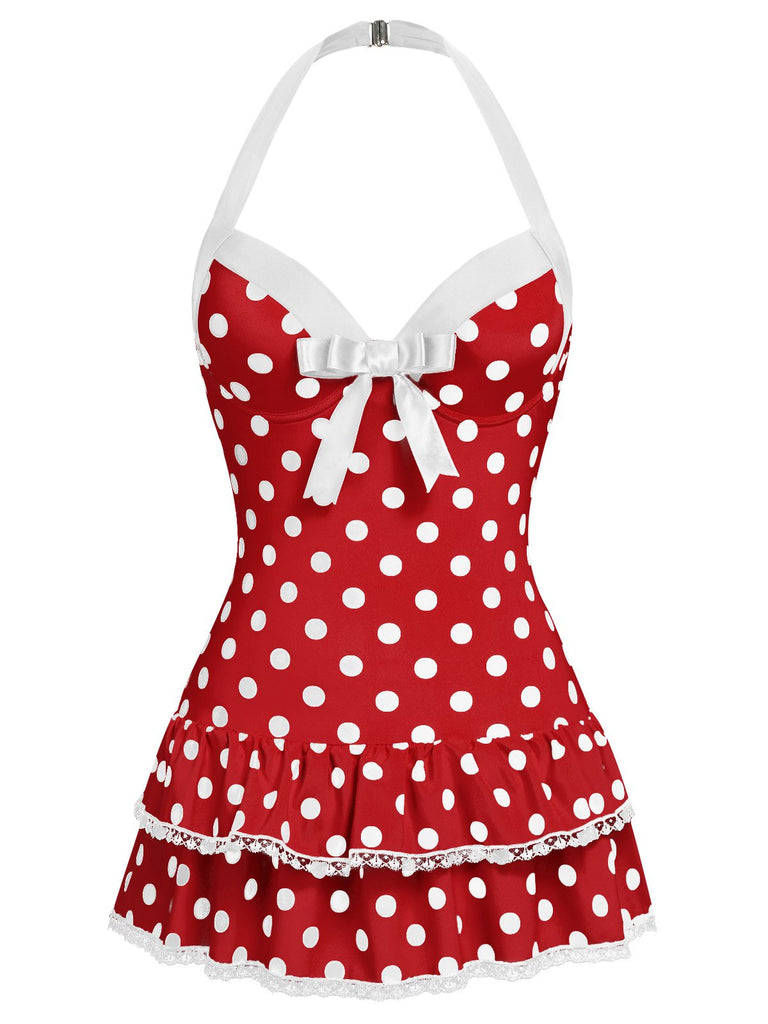 Costumi intero fiocco a pois viola anni '40