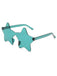 Fun teal-colored star-shaped tinted sunglasses, perfect for music festivals and summer parties.