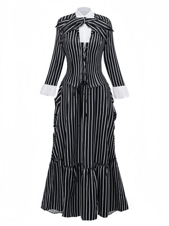 Completo a righe stile Nightmare Before Christmas nero anni '40