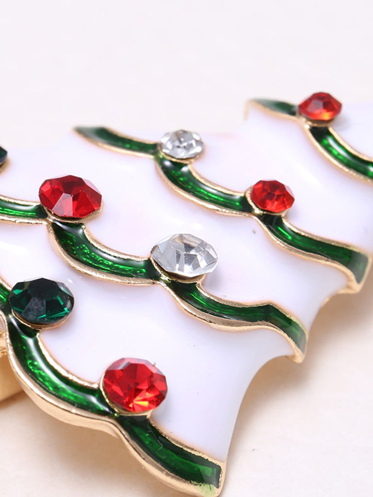 Spilla di strass con alberi di Natale retrò