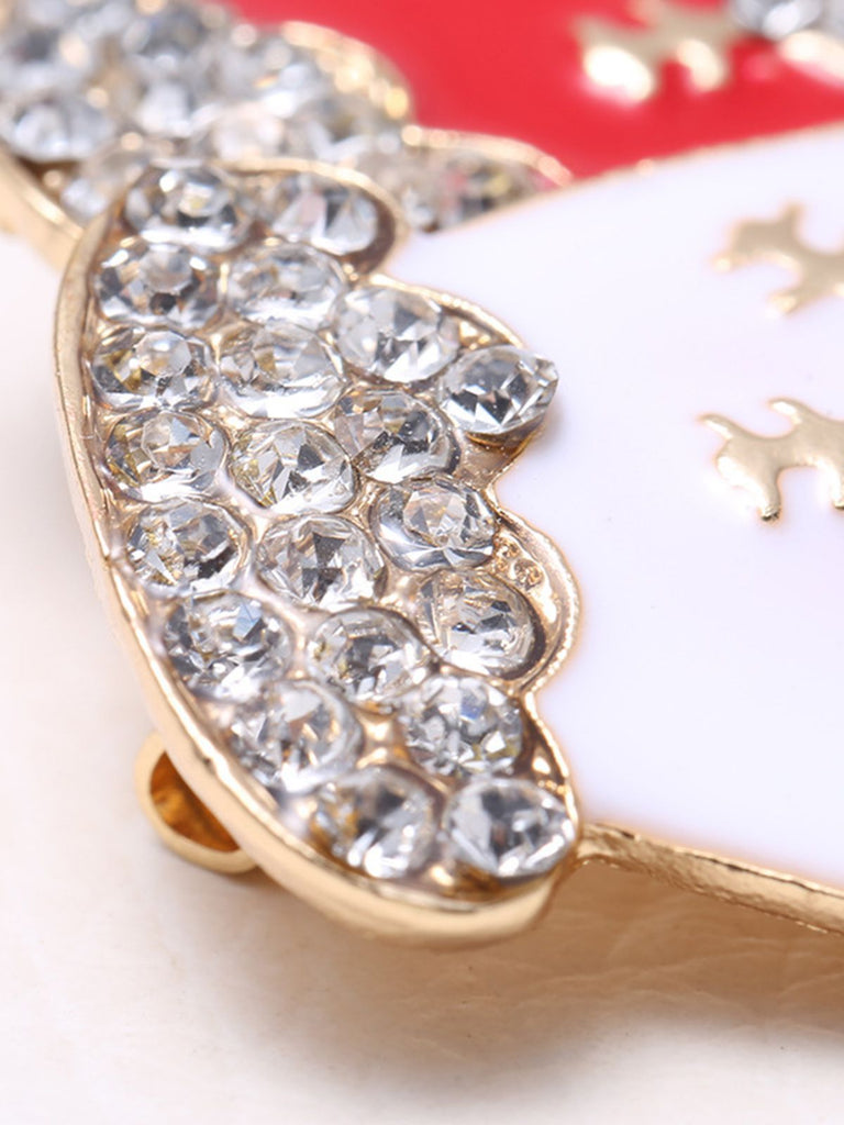 Guanti di Natale retrò spilla con strass
