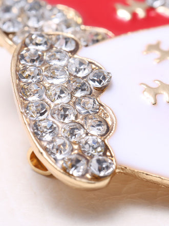 Guanti di Natale retrò spilla con strass