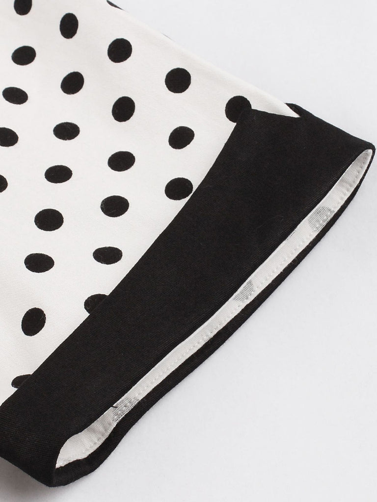 Abito svasato patchwork a pois anni '50