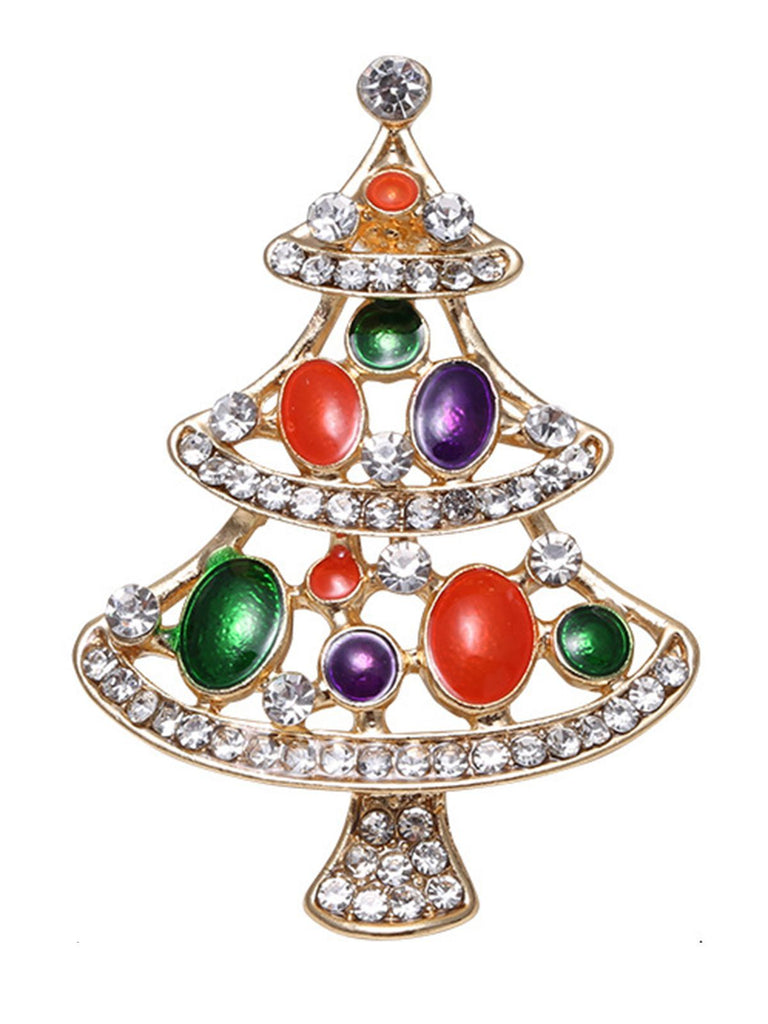 Spilla di strass con alberi di Natale retrò