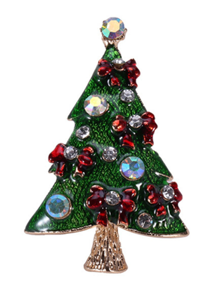 Spilla di strass con alberi di Natale retrò