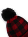 Cappello da genitore lavorato a maglia con palla di pelo scozzese rosso e nero