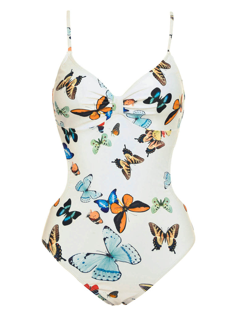 Costume intero con cinturino a farfalla e gonna copricostume